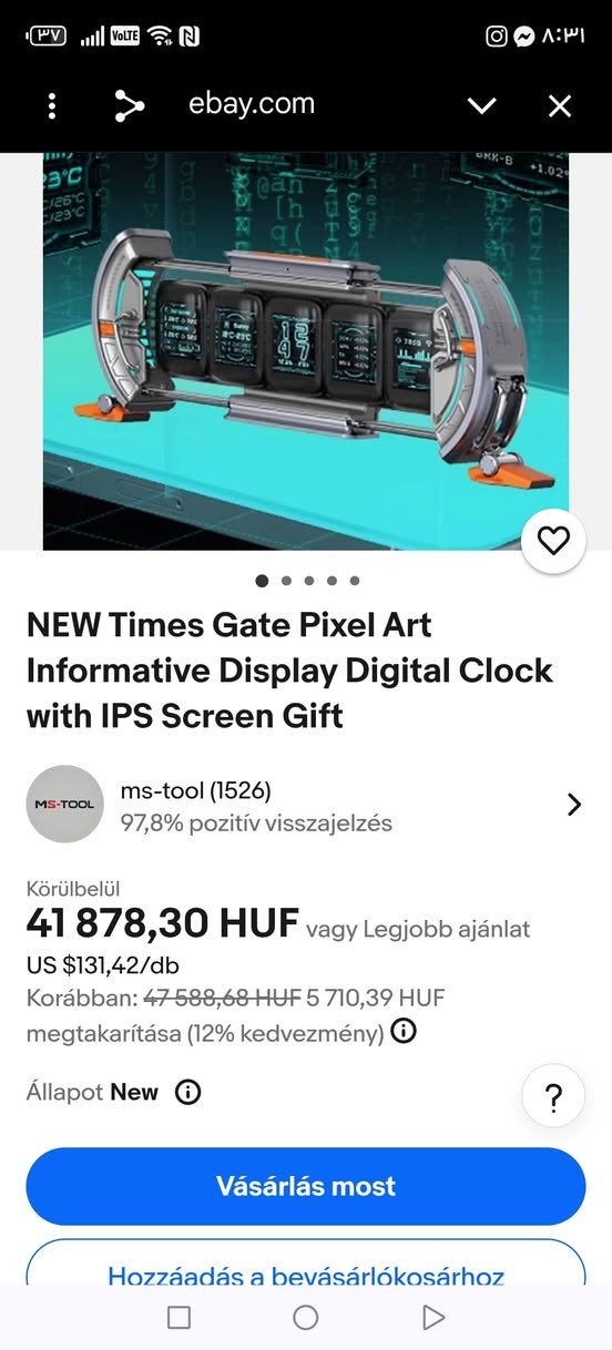 اخوان  هاي تحفه فنيه مو ساعه حت سعرها مصيبه   
التحفة الفنية ساعة TIMES GATE من DIVOOM 🖼️ 
تطبيق  وحركات كلش قويه وسعرها كلش غالي
سعرها 130 دولار  وموقع ثاني 137 الف  للي مهتم يتفضل خاص   واداريك بسعرها  وبعافيه ع يصير من نصيبه


**إذا كنت صاحب هذا الإعلان وتريد حذفه لأي سبب، رجاءا أرسل رسالة إلى الدعم الفني**