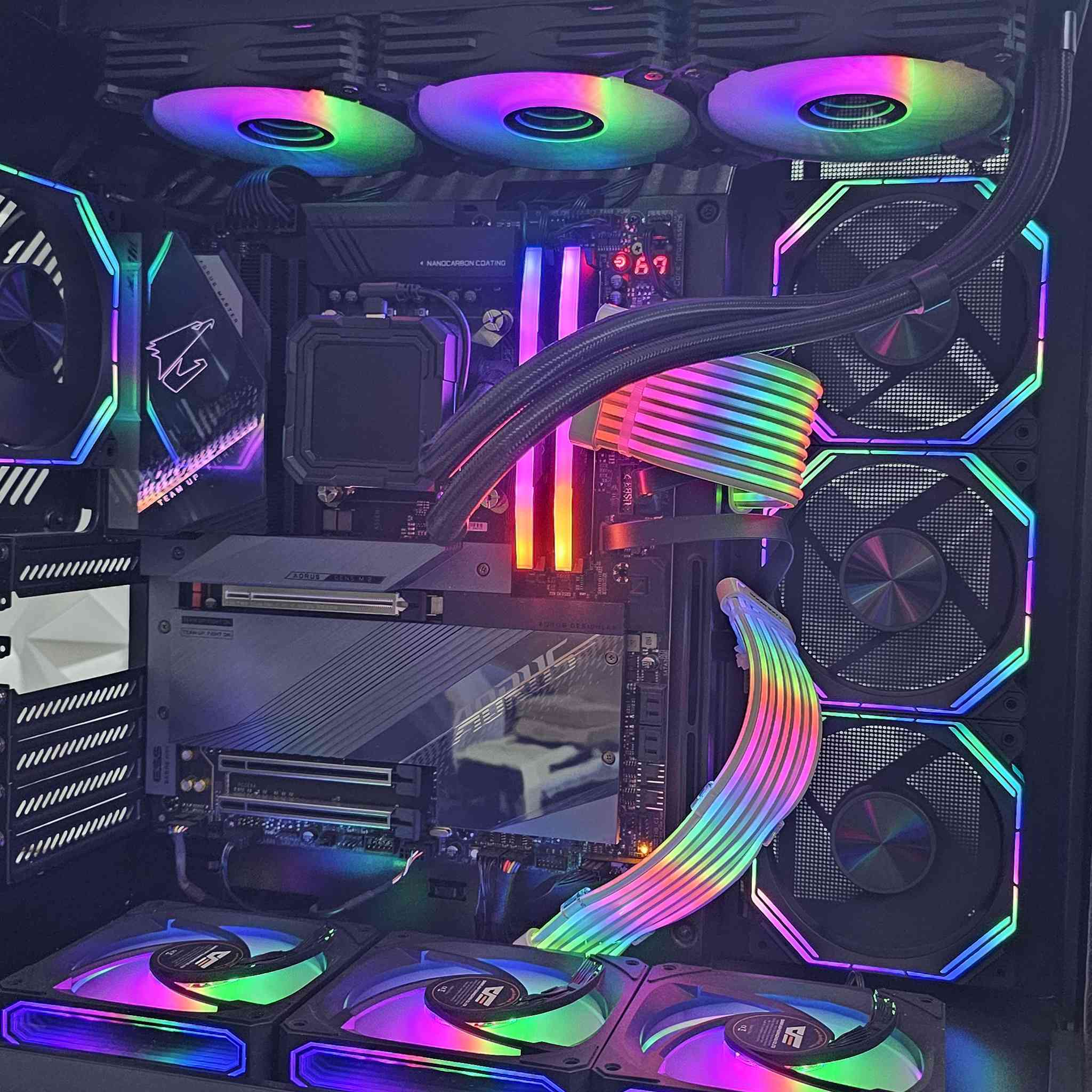 بدون كارت شاشة مليونين 
I7_14700KF
z790 aorus master d5
Ram 32gb corsair vengeance pro 6400mhz 
cpu cooler darkflash df360s 3fan rgb lcd 
m.2 nvme 1tb acer predetor 7000 gen 4
psu 1000 watt segotep gen5  plus 80+ gold
Case darkflash dy470 7fan rgb
cable extension coolman 
واسال ع قطع اذا متعرف بالقطع وباسعارهن ارجوك لاتسعر وتكول غالية من يمك هذا سوك  كدامك وهاي  البراندات كاتبهن ابحث عن اسعارهن


**إذا كنت صاحب هذا الإعلان وتريد حذفه لأي سبب، رجاءا أرسل رسالة إلى الدعم الفني**