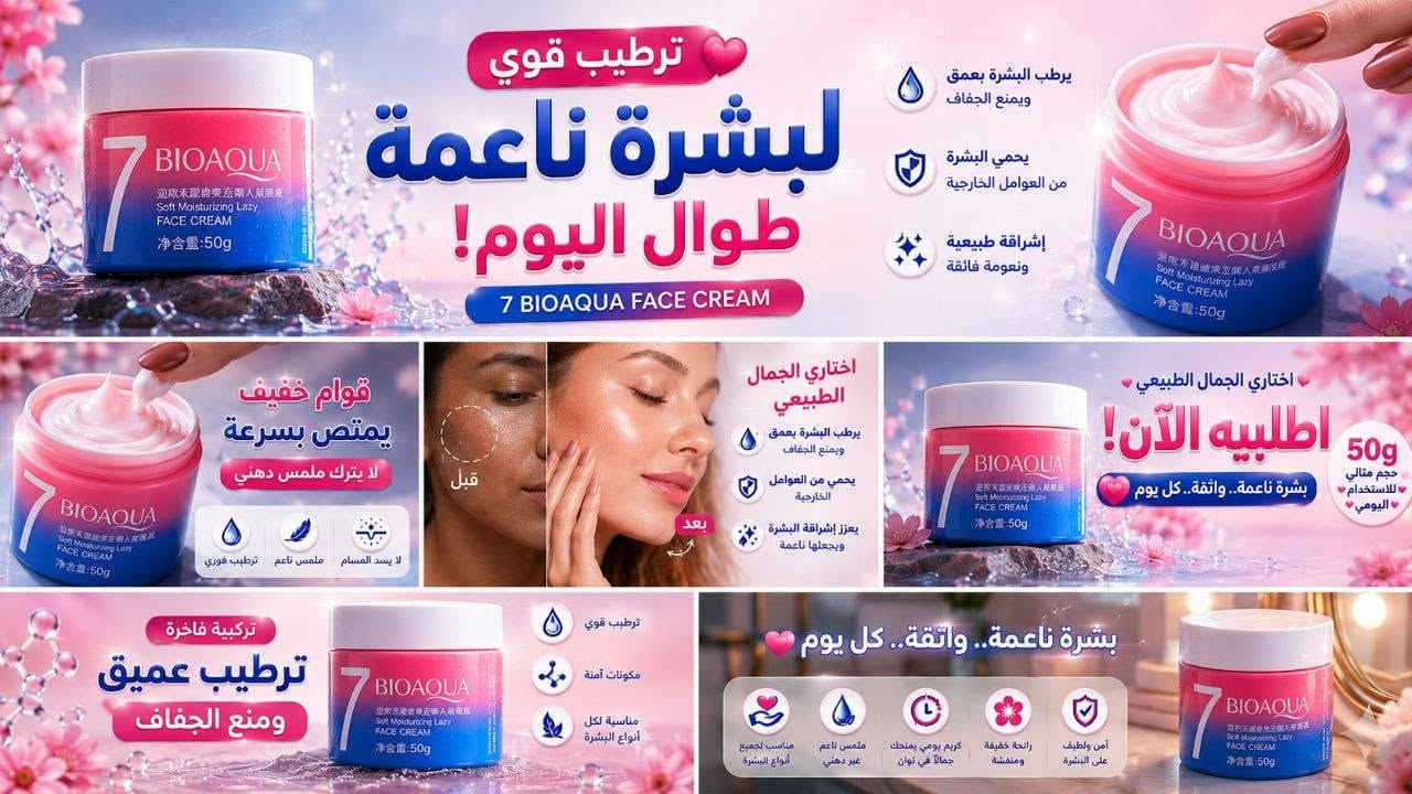 ودّعي جفاف البشرة مع كريم BIOAQUA 7! ترطيب عميق، نعومة فائقة، وملمس خفيف غير دهني.. لبشرة واثقة كل يوم. ✨💖"


**إذا كنت صاحب هذا الإعلان وتريد حذفه لأي سبب، رجاءا أرسل رسالة إلى الدعم الفني**
