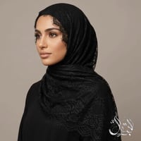 شال دانتيل • فرنسي أصلي • أسود فاحم