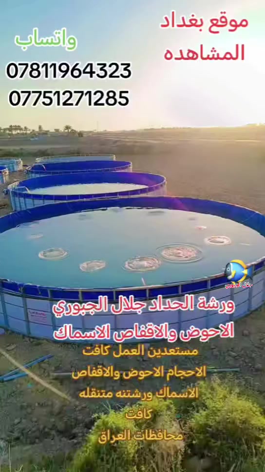 ورشة الحداد جلال الجبوري الاحوض والاقفاص الاسماك مستعدين العمل كافت الاحجام الاحوض والاقفاص الاسماك ورشتنه متنقله كافت محافظات العراق و بسعر مناسب وضمان في العمل
وتجهيز كافت المستلزمات الاقفاص والاحواض الاسماك
واتساب
***********
***********
