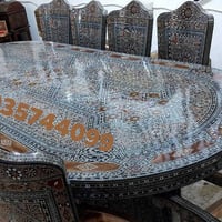 طاولة سفرة موزاييك • صدف طبيعي • ٢٧٠×١٢٠ سم
