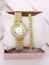 سيت ساعة نسائي • مرصع بالكرستال • ضد الماء