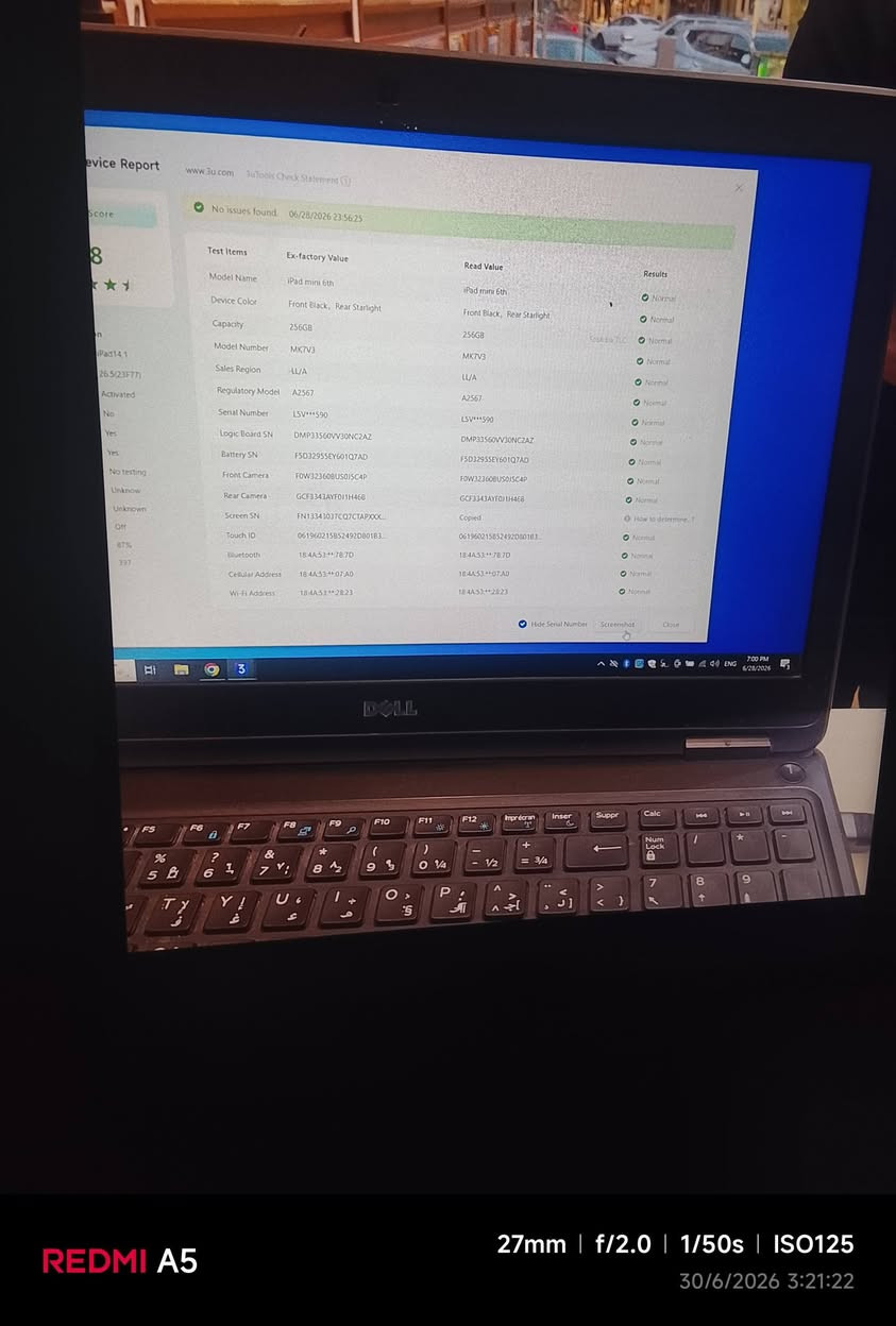 ايباد مني 6 ذاكرته 256 بطاريته 87 السعر 400لتناقش معجبك اعبر كلشي موضح بصور استخدام دراسه واتساب/خط 
***********
