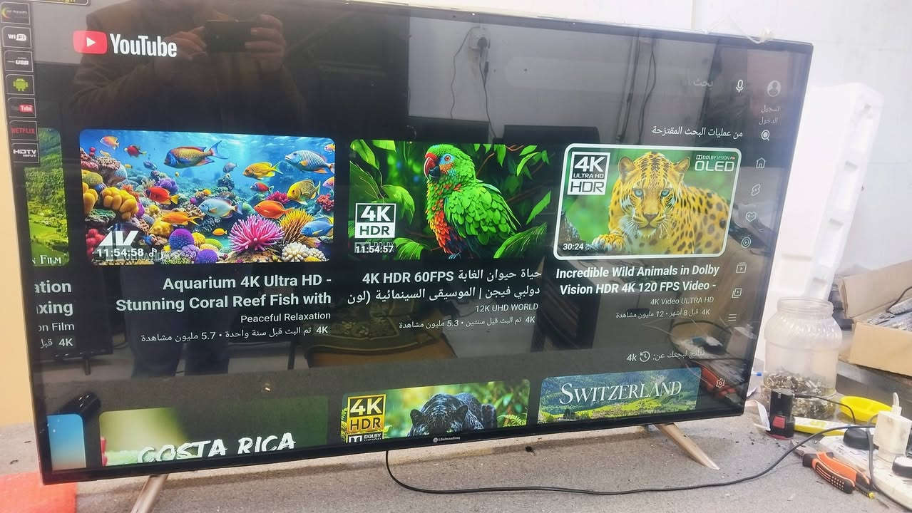 شاشه حجم 50سمارت وانترنيت ضد الكسر سريع اندرويد 14 درجه اولى اربيل بحركه***********
