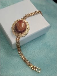 سوار نحاسي • مطلي ذهب • عقيق يماني