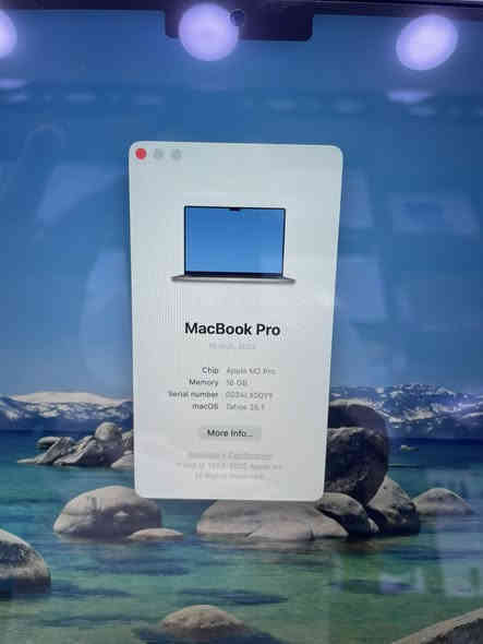 apple macbook pro 16 inch 
M2 pro 
ram 16G 
ssd 512G 
بطاريه 87‎%‎ 
نضافه 95‎%‎ 
مع شاحنه اصليه فقط 
السعر : 1،750،000 سعر نهائي 
بغداد - المنصور 
***********
