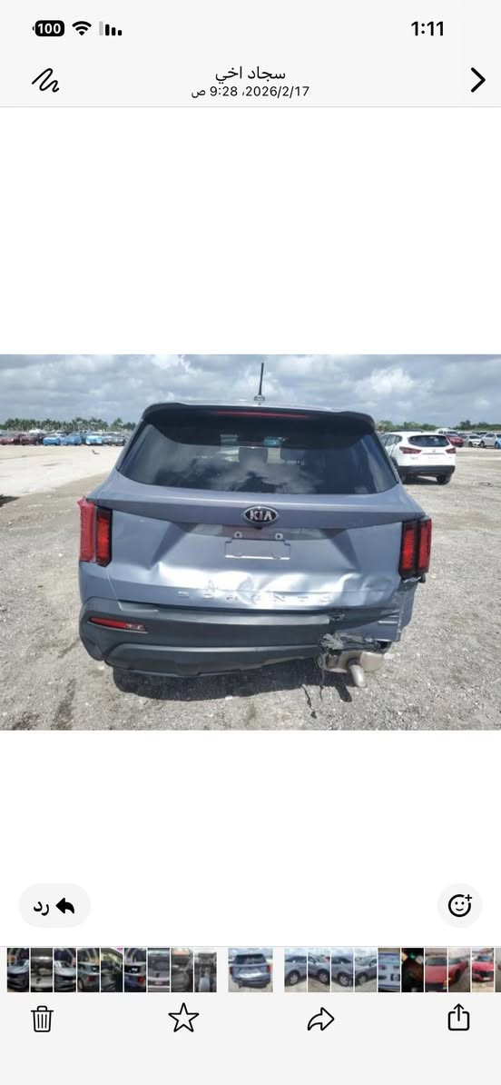 سلام عليكم  للبيع كيا سورنتو موديل 2021 ضرر دعاميه خلفيه وجنطه بارد الصور مرفوقه بلمنشور  
ويبيها بلعراق صبغ جاملغ خلفي وباب خلفي كلير فقط 
7 راكب 
4 سلندر 
شاشه 
كامره 
حساس 
فور ويل 
رقم بغداد تحويل ثاني يوم 
السعر170  مجال بسيط رجاء الشراي يتصل 
الخاص مغلق 
***********
