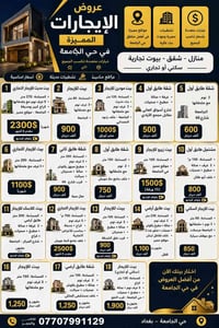 حي الجامعة • شقق وبيوت • للإيجار