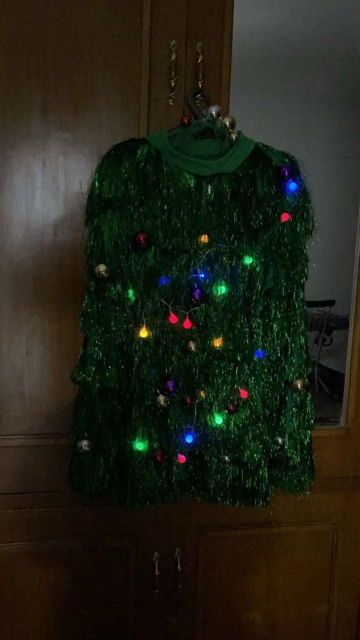 للبيع سويتر او فستان  /زي شجرة الكريسماس مضيء وفخم. 
للناس  اللي تحب التميز  والضحك والجو الاحتفالي 
 سويتر او فستان بشكل شجرة كريسماس مزود بإضاءة ولمسات زينه يلفت النضر بكل مكان  مناسب للحفلات ،التجمعات التصوير او حتى هديه مختلفة 
(***********)✨👌🏼 🎁✅🎄
