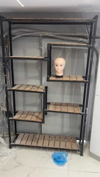 فاترينه حديد • رفوف خشب • عرض ١٢٠سم