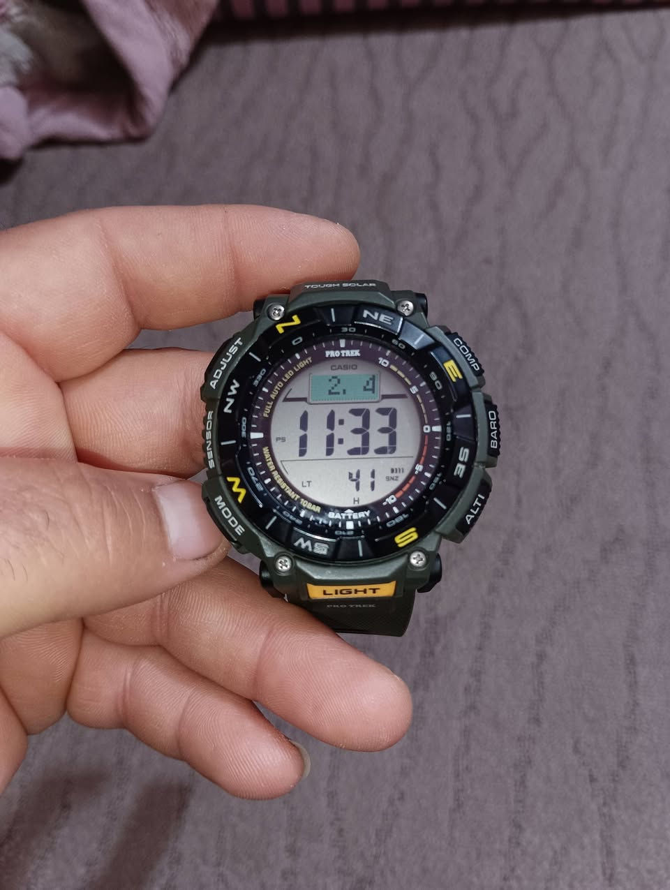 سلام عليكم ساعه بروتروك كاسيو ياباني  نضافه 100 مواصفات بوصله مقياس درجة الحراره  مقياس ارتفاع مياء البحر و ارتفاع جو شحن سولر سعر 225   ***********  مكاني بغداد حي اور
