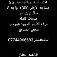 قطعه ارض زراعيه سند 25 مساحه الأرض 300م  واجه 8  نزال 37ونص خدمات كامل...