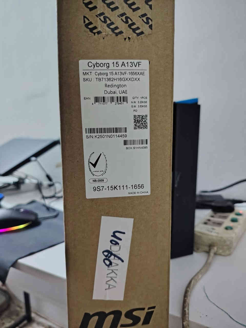 MSI Cyborg 15
العاب قوية ، البرمجة، والتصميم

المكان: السيدية / أبو غريب
رقم الهاتف: ***********

Specifications:
Model: MSI Cyborg 15
Processor: Intel Core i7 – 13th Gen
Graphics Card: NVIDIA GeForce RTX 4060
RAM: 16GB
Storage: 1TB SSD

اللابتوب صارله عندي شهرين ، أداء عالي وسريع
يتحمل اقوى الالعاب نسبة نضافته ٩٩٪
السعر 1,100,000 د. ع __ مليون ومية 
للاستفسار الاتصال على الرقم
***********
