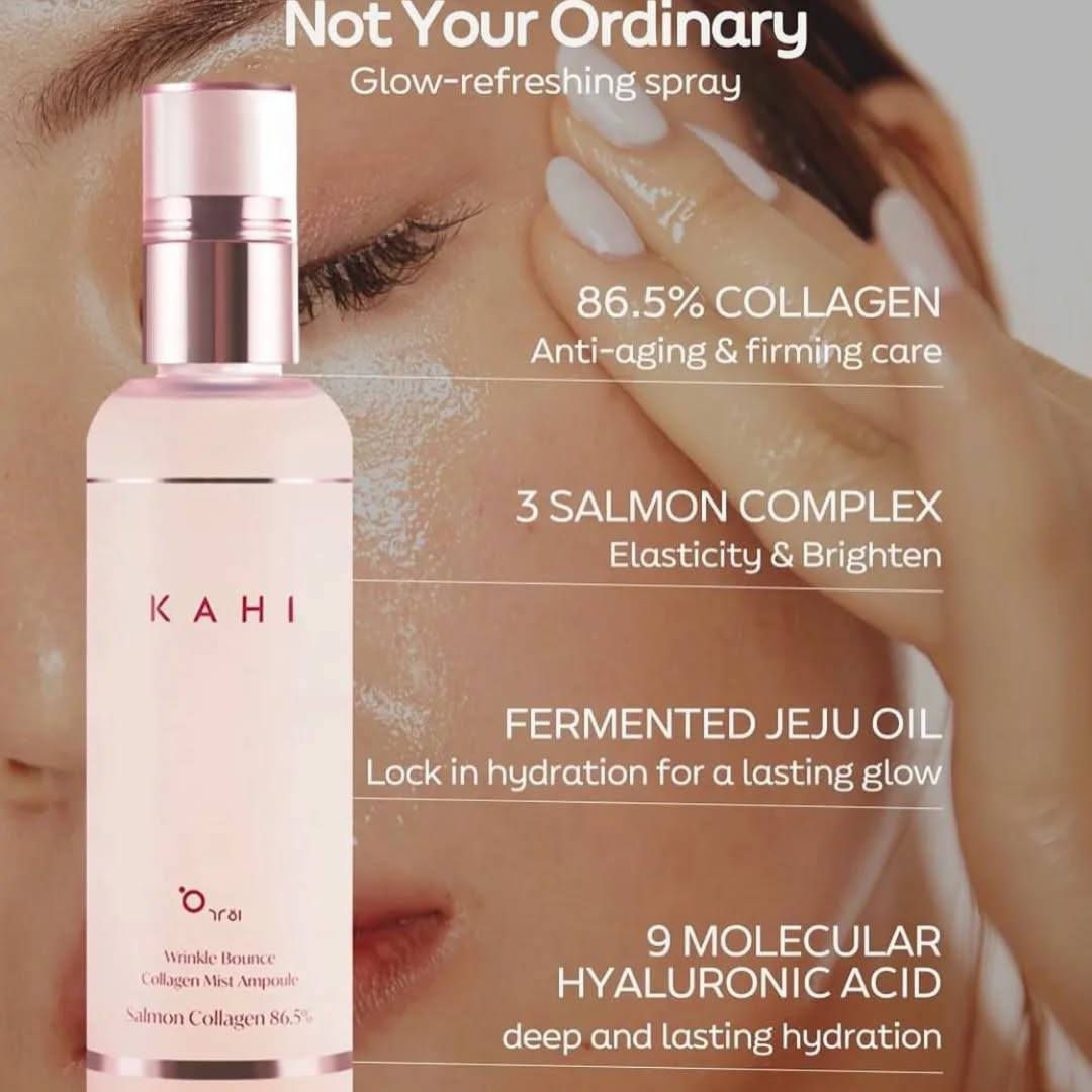 أمبولات رذاذ الكولاجين من كاهي رينكل باونس بنكهة كولاجين السلمون KAHI Wrinkle Bounce Collagen Mist Ampoule Salmon Collagen✨
بخاخ يحتوي على 86.5% من مستخلص كولاجين السلمون وتسعة أنواع من حمض الهيالورونيك.

يعمل على شد البشرة وترطيبها بشكل مكثف لتقليل ظهور الخطوط الدقيقة والتجاعيد.

يحتوي على زيت الشاي الأخضر المخمر وزيت الكركم لنضارة لا مثيل لها.

الحجم 100ml

المنشأ كوريا الأصلي 🇰🇷🇰🇷

السعر 15الاف


**إذا كنت صاحب هذا الإعلان وتريد حذفه لأي سبب، رجاءا أرسل رسالة إلى الدعم الفني**