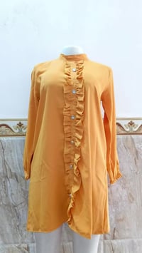 فستان خردلي • ياقة عالية • توصيل لجميع المحافظات