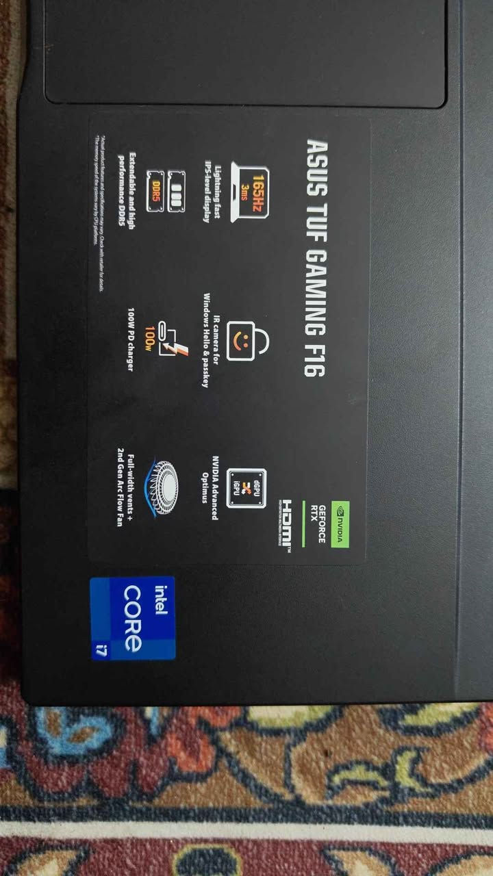 لابتوب من ASUS 
TUF16
core i7-14650HX
RAM 16G M.2
NVIDIA GeForce RTX 5060 8G
STOREGE 512G
و باقي الموصفاة بالصور 
يجي وياها وندوز اصلي 11pro بغداد, العراق


**إذا كنت صاحب هذا الإعلان وتريد حذفه لأي سبب، رجاءا أرسل رسالة إلى الدعم الفني**