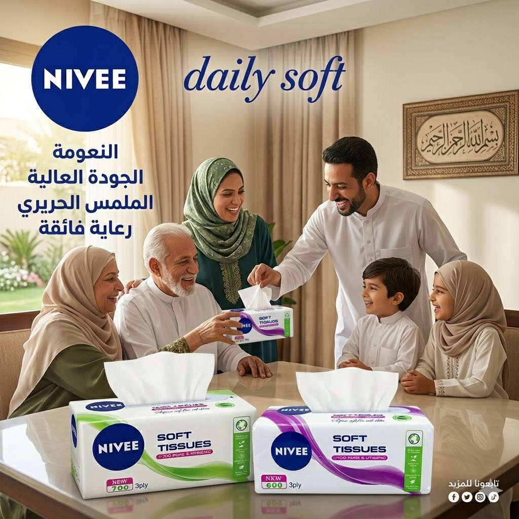 🧻 كلينكس قطن NIVEE — نعومة تستاهلها عائلتك
دلّل بشرتك مع مناديل كلينكس قطن NIVEE
✔️بقياس 700 و 600 
✔️ 3 طبقات
✔️ سوفت بملمس ناعم جداً
✔️ لطيف على البشرة ومناسب لكل أفراد العائلة
معمل براند بغداد للمناديل الورقية 
مطلوب وكلاء الئ جميع المحافظات
جملة ومفرد 
📍 الموقع: العراق— بغداد 
📞 للطلب: ***********

كلينكس… لأن التفاصيل الصغيرة تصنع الراحة
