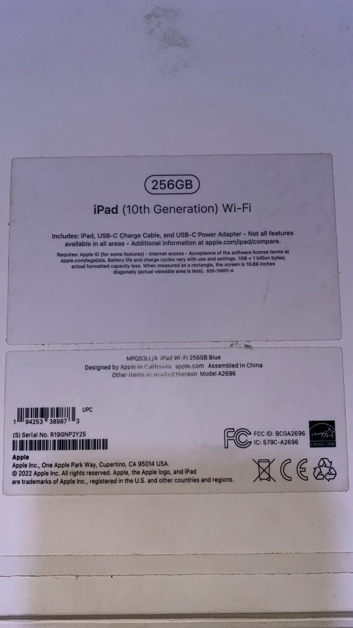 السلام عليكم
ايباد 10 
نظافة 100%
بطارية 90%
ذاكرة 256
سعر 400 وبي مجال
للتواصل ***********
