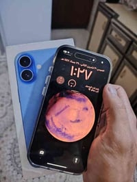 فقط بيع بدون مراوس   ايفون 16 العادي ذاكرة 128 بطارية 92 لون الازرق نظ...