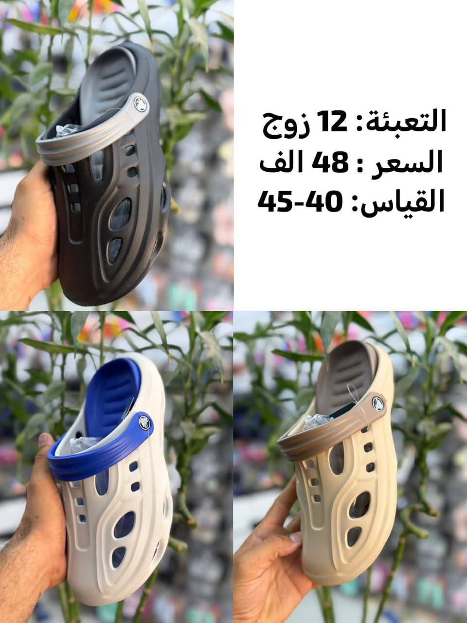 جمله فقط 🔥☑️ اقل طلب كارتون 🔥☑️ 

توفر لدينا أقوى تشكيلة كروكسات ( سليبرات ) طبي 🏥 بالعراق 

( رجالي - شبابي - نسائي- بناتي - ولادي - طفل - طفله -بيبي ) 

كل التفاصيل داخل الصور 👇👇 

يوجد لدينا خدمة توصيل 🚚 لكافة محافظات العراق 🇮🇶 

للحجز والاستفسار يرجى التواصل معنا عبر الواتساب 

***********

