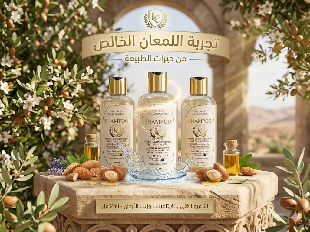 شامبو غني بالفيتامينات (Vitamin-Enriched Shampoo).
سعر خاص. 

رغوة تنظيف عميقة (High Cleansing Lather).

خالي من المواد الضارة: خالي من السلفات، الصوديوم، السيليكون، والبارابين (Sulfate-free, Sodium-free, Silicone-free, Paraben-free).

زيت الأركان الطبيعي (Argan Oil) وخلاصة اللوز الطبيعي (كما يظهر في الهوية البصرية للإعلان).


**إذا كنت صاحب هذا الإعلان وتريد حذفه لأي سبب، رجاءا أرسل رسالة إلى الدعم الفني**