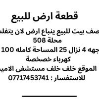 قطعة ارض للبيع  المساحة 100 متر 4x25  محلة 508  خلف مطعم الابتسام  الك...