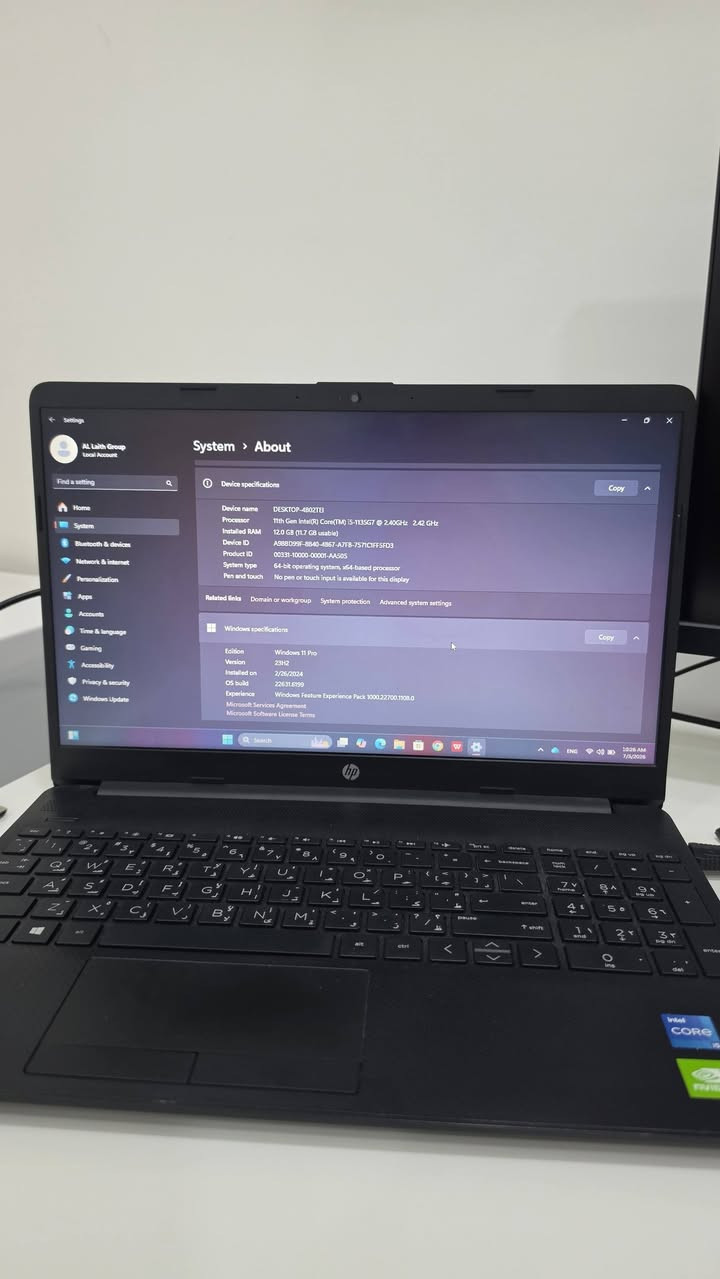 سلام عليكم
لابتوب HP للبيع
معالج Intel Core i5-1135G7 (الجيل 11)
رام 12GB DDR4
SSD 512GB
كرت شاشة NVIDIA 2GB
Windows 11 Pro
شاشة 15.6 إنش

هارد ساندسك 
السعة: 2 تيرابايت (2000GB)
نوع التخزين: SSD   
سرعة القراءة: تصل إلى 800 MBالسعة: 2 تيرابايت (2000

الشاشة مكتوب مواصفاتها في المنشور 

للستسفار اتصل او واتساب 
***********
