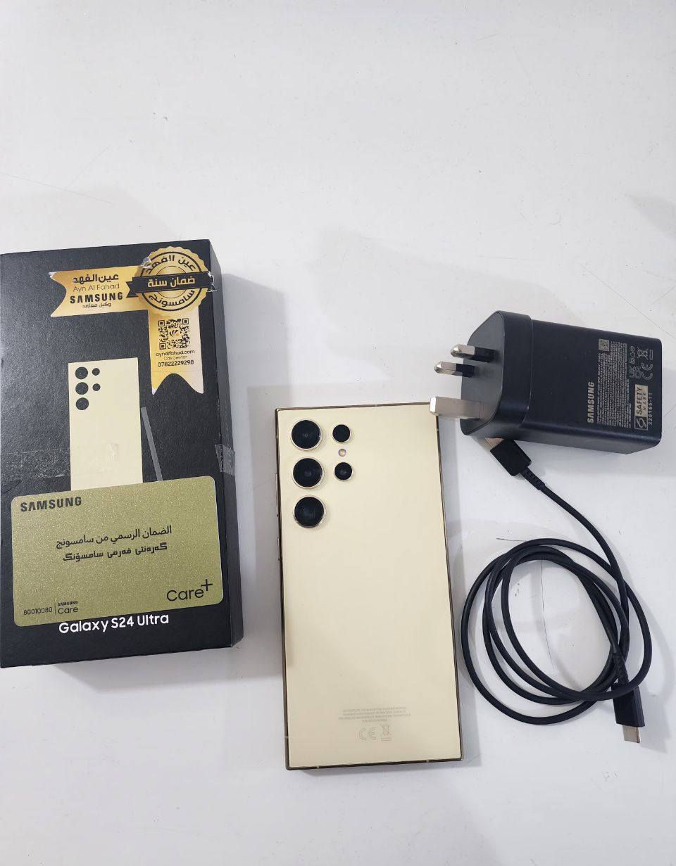 SAMSUNG S24 Ultra
RAM: 12 GB
Storage: 1TB
دبل سيم كارت
1تيرا وذاكرة 12 كيكا 
 حالة الجهاز: ممتاز / نظيف بدون خدوش  
 اللون:(لؤلؤي)  
جميع الملحقات مع( العلبة + الشاحن الاصلي+ القلم)
  لا عطل ولا مشكلة، ووتر بروف
  السعر: (مليون و ١٠٠) قابل للتفاوض
 للتواصل عبر الرسائل أو الاتصال
***********
