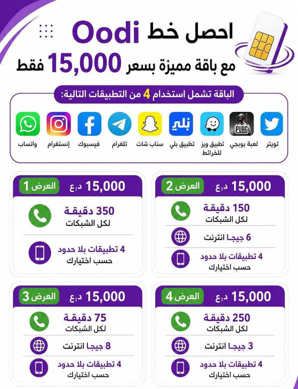 … عرض اليوم شركة زين العراق …

خط اودي الجديد 🙂
راح تحصل على  اتصال لكل الشبكات📞
مو بس هاي + أنترنيت شهري مفتوح لتطبيقات التالية 

⬇️⬇️⬇️
1_🟢____واتساب
2_🔵____فيسبوك
3_🟣____انستكرام
4_🟡____سناب جات 
5_🟤____ماسنجر
6_⚫️____لعبه بوبجي
7_⚪️____لعبه لودو
8_⚫️_🔴____تيكتوك او يوتيوب 
⬇️⬇️⬇️

المستمسكات _ المطلوبة ?

_ بطاقة وطنية + بطاقة السكن ( أصليات فقط )
_ العنوان .. السماوة شارع باتا قرب موكب شباب الشرقي 

مركز خدمات زين العراق  … أهلا وسهلا بكم 😘🩶


**إذا كنت صاحب هذا الإعلان وتريد حذفه لأي سبب، رجاءا أرسل رسالة إلى الدعم الفني**