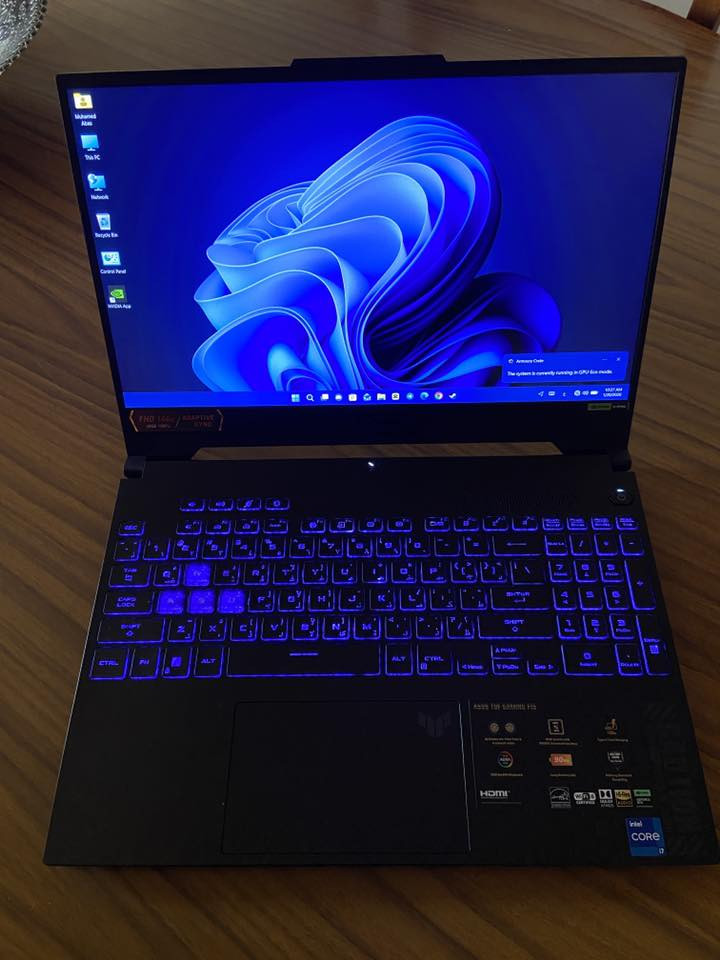 ️ للبيع لابتوب ASUS TUF Gaming FX507
📌 الموديل الكامل: FX507ZV4-LP097

📦 الجهاز قورة (جديد) – استخدام نظيف جداً

🔥 الحالة: ممتازة 100%

⚙️ المواصفات الرسمية:

 • المعالج: Intel Core i7 الجيل 12 (H-Series)

 • كرت الشاشة: 🎮 NVIDIA GeForce RTX 4060 (8GB)

 • الرام: 16GB DDR4 (قابل للترقية)

 • التخزين: SSD NVMe سريع

 • الشاشة:

 • 15.6 إنش

 • Full HD

 #• 144Hz

 • Adaptive Sync

 • لوحة مفاتيح: Gaming Backlit

 • النظام: Windows (حسب التنصيب)

🔌 المنافذ:

USB-A | USB-C | HDMI | LAN | مدخل سماعة

✅ المميزات:

 • تبريد قوي خاص بالألعاب

 • هيكل TUF متين

 • يشغل ألعاب ثقيلة على إعدادات عالية

 • ممتاز للمونتاج، التصميم، البرمجة

مطلوب السعر 1.200.000

اي استفسار ***********

#
