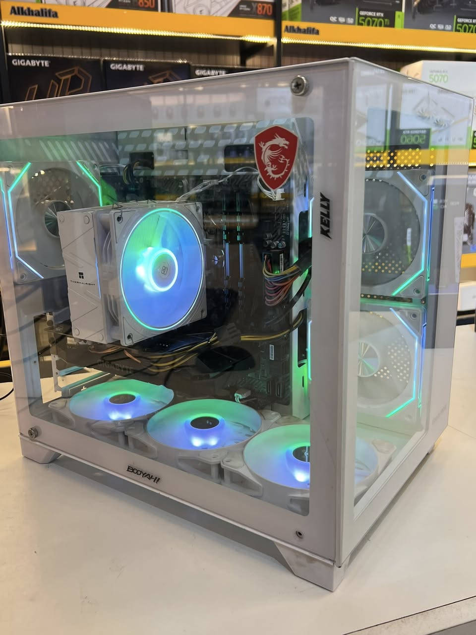 I7 9700
Ram 16GB 
B365M 4Slot ram 
Gpu RTX 2060 Gigabyte 6GB 
M.2 256GB 
HDD 500GB 
PSU 600W 
Cooler RGB 
Case 6Fan RGB 
800 الف بيها و مجال 

I5 10600KF 
M.B B460M Asus 
Ram 16GBX1
Gpu 2060 Gigabyte 6GB 
PSU 650W 
Cooler RGB 
Case Galax 4Fan RGB 

800 و بيها مجال 
***********
للتواصل
