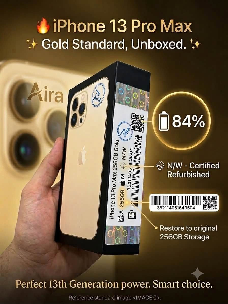 👑 آيفون 13 برو ماكس (iPhone 13 Pro Max) - بحالة الوكالة للبيع 👑
الجهاز جديد وعينك ميزانك، لا مفتوح ولا مبدل بيه برغي واحد وبضمان الشركة!
✨ المواصفات والضمان:
 الموديل: iPhone 13 Pro Max
 الذاكرة: 256 جيجابايت 💼
 اللون: ذهبي ملكي (Gold) ✨
 البطارية: 84% (أصلية بلاد) 🔋
 الضمان: الجهاز وياه ضمان سنة كاملة وما خلصان بعده 📝
 الملحقات الأصلية: يجي وياه كامل ملحقاته من الوكالة (الكرتونة الأصلية + شاحنة أبل السريعة الأصلية بقوة 20W بكرتونتها + كيبل الشحن الأصلي) 🔌
📸 الكاميرا: فول الفول ونظافة الصورة والزوم 100%.
🔍 شرط الفحص: المشتري يجي يقعد ويفحص على راحته من الألف إلى الياء، وإذا طلع بيه أي نقص أو برغي مفتوح لا يشتري.
💰 السعر: 750 ألف دينار عراقي.
📍 الموقع: النجف الأشرف - حي النداء
📞 للتواصل والاستفسار (واتساب أو اتصال): ***********
