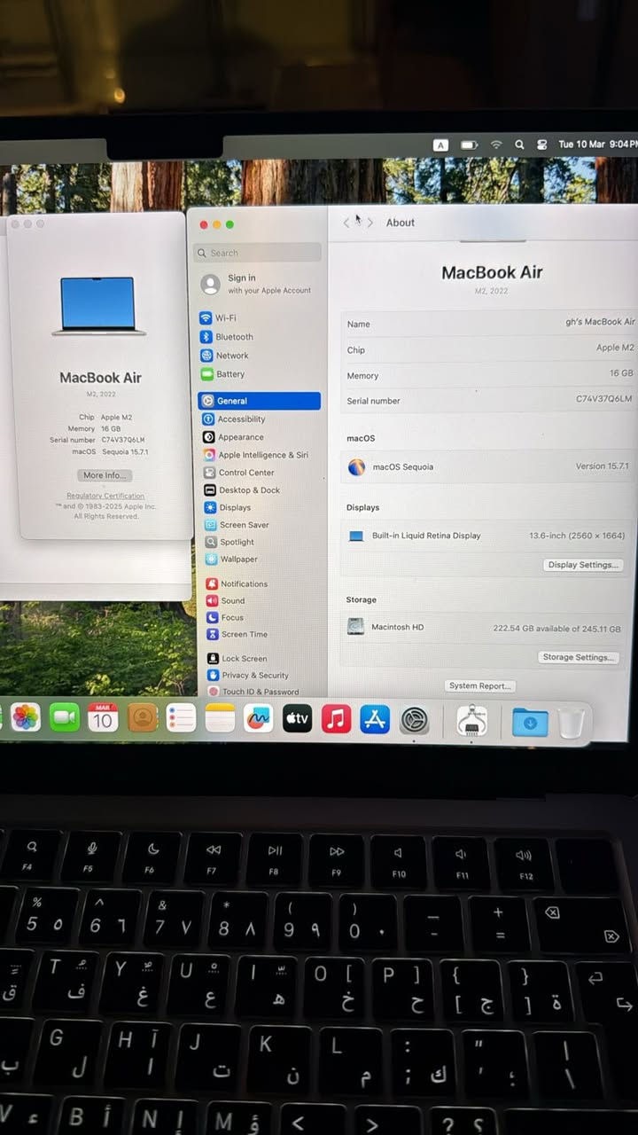 Air m2 13 inch
Ram 16 
Hard 256 
شرق اوسط عربي 
مشحون 6 مرات فقط جديد✅
كامل ملحقات نظافة 100‎%‎ 

للطلب ارسال رسالة https://t.me/Appllle_Product


**إذا كنت صاحب هذا الإعلان وتريد حذفه لأي سبب، رجاءا أرسل رسالة إلى الدعم الفني**