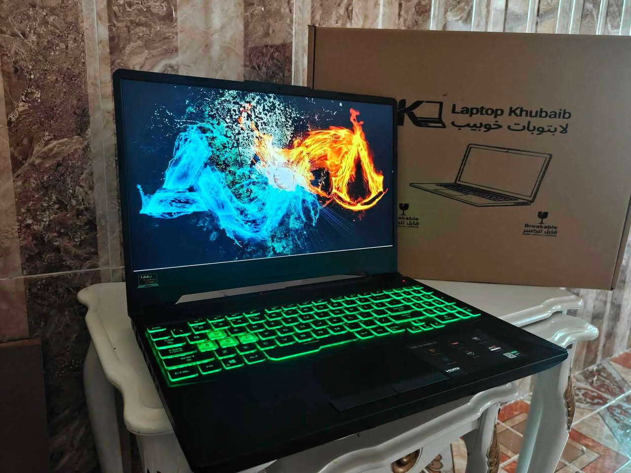 Asus tuf gaming
Cpu: r7 4800h
Gpu: 1660ti 6gb
Gpu1: 8gb
Ram: 16gb ddr4
Ssd: 512gb
Monitor: 15.6inch 144hz
Price💰: 800.000 IQD 
Phone whatsapp📞: ***********
