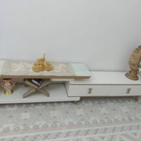 ميز بلازمة • خشب زان • سطح زجاج