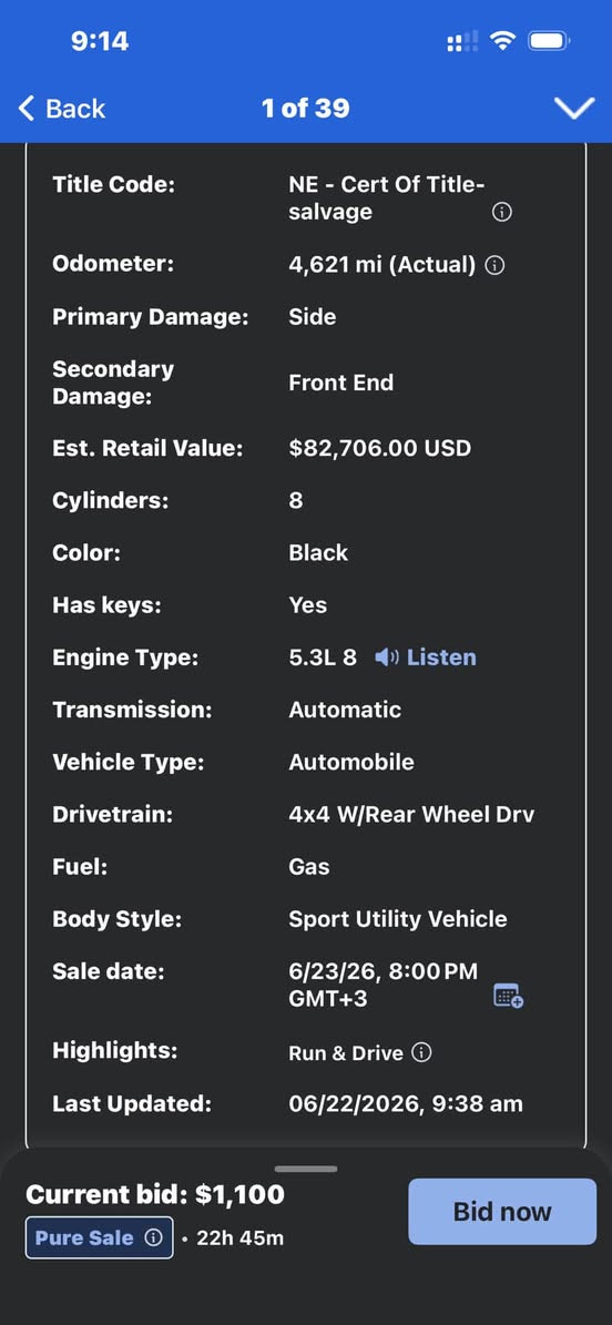للفائدة
Chevrolet tahoe RST 2026
ماشية 4 الاف
ضرر جانبي
شغالة وتمشي
مواصفات موضحة
محرك ثمانية سلندر 5300
معروضة مزاد بموقع copart.com
مزادها باجر
للمزايدة زيارة مكتب ماهر البدراوي لمزادات السيارات الامريكية و الكندية
الصالحية ٢٨ نيسان


**إذا كنت صاحب هذا الإعلان وتريد حذفه لأي سبب، رجاءا أرسل رسالة إلى الدعم الفني**