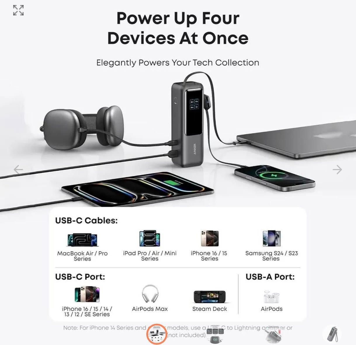شاحن محمول 25000mAh مع منافذ USB-C
بقدرة 165واط، كيبلات مدمجة وقابلة للسحب
جديد غير مستخدم
السعر ١٠٠ مع التوصل


**إذا كنت صاحب هذا الإعلان وتريد حذفه لأي سبب، رجاءا أرسل رسالة إلى الدعم الفني**
