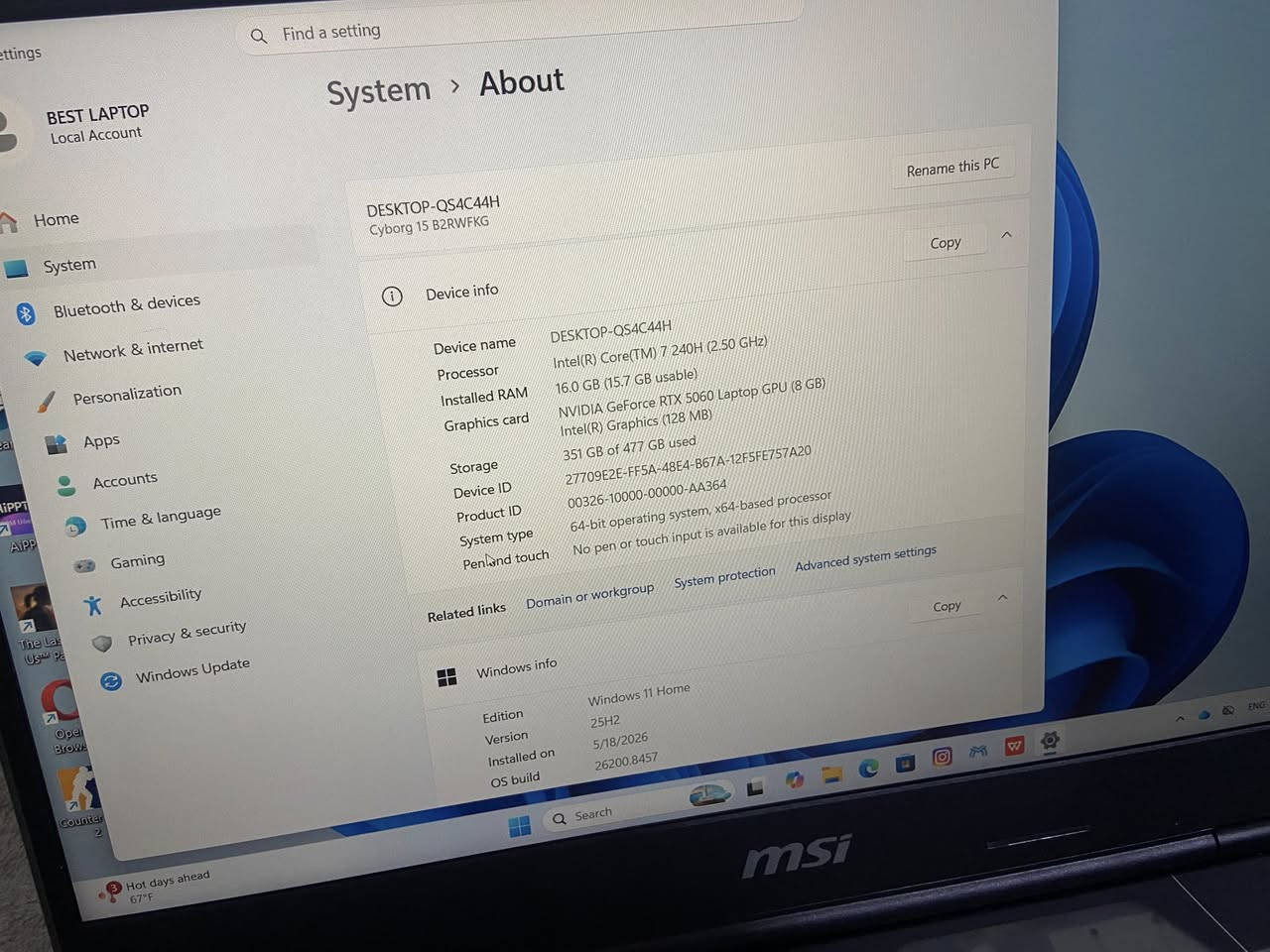 السلام عليكم لابتوب MSI CYBORG 15 بكرت شاشه 5060 وباقي التفاصيل بل صوره ول Battery مالتها 98 الابتوب نضيف كلش رقمي 0772724246؛بكان بغداد اكو توصيل


**إذا كنت صاحب هذا الإعلان وتريد حذفه لأي سبب، رجاءا أرسل رسالة إلى الدعم الفني**
