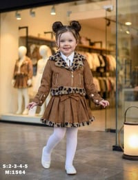 طقم بناتي 3 قطع • شاموا وفرو تايغر • ٢-٥ سنة