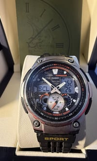 بسم الله الرحمن الرحيم ⌚ ساعة CASIO رياضية سبور (عقارب + رقمية)  ✨ تصم...