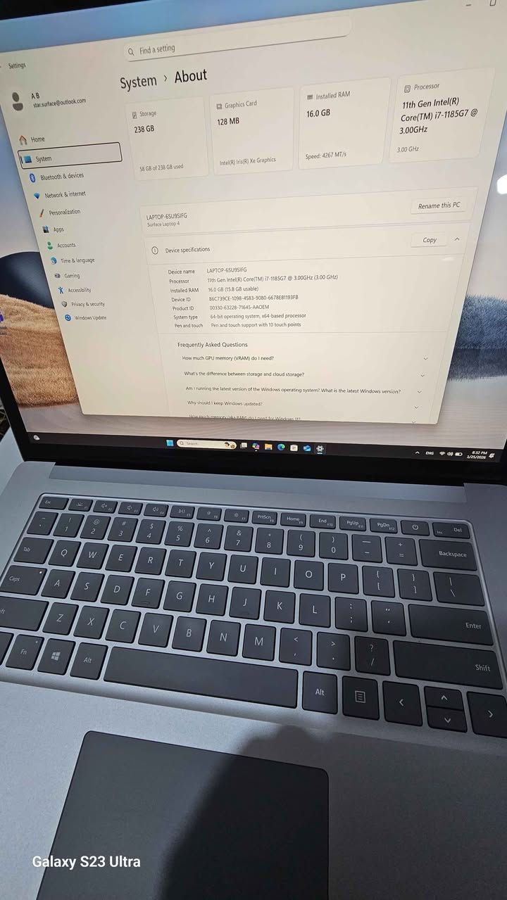 Microsoft Surface Laptop 4 15"

CPU: i7-1185G7 . المعالج جيل 11

Display: 15-inch 2k Touchscreen  والشاشة لمس 

GPU :Intel(R) Iris(R) Xe Graphics كرت الشاشة,

RAM: 16GB of . الرام

HARD: 256 GB SSD,  الهارد

Windows 11 Pro.

السعر 600 الف

يوجد توصيل لجميع المحافظات المدينة, البصرة


**إذا كنت صاحب هذا الإعلان وتريد حذفه لأي سبب، رجاءا أرسل رسالة إلى الدعم الفني**