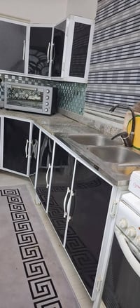 مطبخ زاوية • ألمنيوم • حوضين
