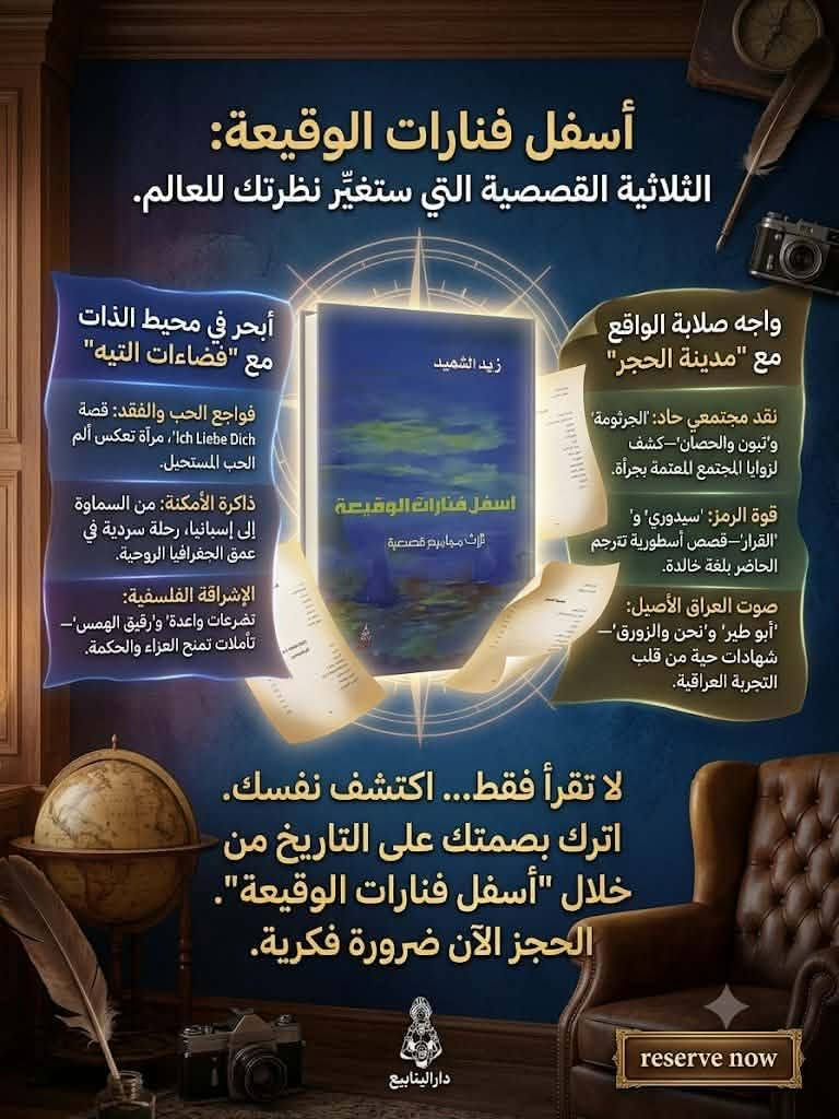 **🔴 فرصة لعشاق الأدب الرفيع والقصة السردية المعمقة 🔴**
هل تبحث عن قراءة تُغير نظرتك للحياة والمجتمع؟ هل سئمت من القصص السطحية وتبحث عن أدب حقيقي يستحق وقتك الثمين؟
نضع بين يديك اليوم واحداً من أهم المشاريع القصصية في الأدب العراقي المعاصر:
📖 **كتاب: أسفل فنارات الوقيعة (ثلاث مجاميع قصصية في مجلد واحد)**
✍️ **تأليف: الأديب والمفكر العراقي الكبير زيد الشهيد**
النشر: منشورات دار الينابيع – سوريا (الطبعة الأولى، 2009م)
عدد الصفحات: 339 صفحة من السرد الممتع والعميق.
### لماذا هذا الكتاب تحديداً؟ وما الجدوى والحكمة من قراءته؟
القارئ اليوم وقتُه أثمن من أن يضيعه في كتاب لا يترك أثراً. هذا الكتاب ليس مجرد تسلية، بل هو **وثيقة أدبية وفلسفية تجني منها فوائد عظيمة**:
1️⃣ **ثلاثة كتب في كتاب واحد:** يضم المجلد ثلاث مجاميع قصصية كاملة تُمثل مراحل نضج الكاتب، وهي:
 * **(فضاءات التيه):** التي صدرت طبعتها الفردية الأولى عن دار الألواح في إسبانيا عام 2003م.
 * **(إش ليبه دش - Ich Liebe Dich):** وصدرت طبعتها الأولى عن دار تراسيم في بغداد عام 2008م.
 * **(مدينة الحجر):** وصدرت طبعتها الأولى عن إصدارات اتحاد الأدباء والكتاب في العراق عام 2004م.
2️⃣ **جدارة واقتناص الفائدة:** يتميز أسلوب زيد الشهيد بالبناء المعماري المحكم للقصة، حيث يدمج بين الواقعية العراقية والرمزية العالمية. قراءتك لهذه المجاميع تمنحك:
 * عمقاً في فهم التحولات النفسية والاجتماعية للإنسان في مواجهة الأزمات والحروب والاضطراب (التيه).
 * متعة لغوية فائقة، فالكاتب يمتلك لغة شعرية مكثفة تخلو من الحشو والمجاملة السردية.
 * القدرة على تأمل الواقع العراقي من خلال قصص مثل "أبو طير"، "تضرعات واعدة"، "نحن والزورق والعم كسّار"، و"ذاكرة الأرض".
### من هو المؤلف زيد الشهيد؟ (منارة الأدب السَّماوي والعراقي)
لكي تطمئن إلى قوة المحتوى، إليك نبذة صادقة وموثقة عن الكاتب:
 * **زيد الشهيد:** أديب وروائي وقاص عراقي قدير، ولد في مدينة السماوة (محافظة المثنى)، ويُعد من الركائز الأساسية في الساحة الأدبية العراقية والعربية.
 * **مكانته الأدبية:** ترأس تحرير مجلة (تراسيم) المعنية بالقصة القصيرة جداً، وله حضور فاعل ومميز في اتحاد الأدباء والكتاب في العراق.
 * **تنوع نتاجه الثري:** لم يقتصر إبداعه على القصة، بل رفد المكتبة العربية بروايات متميزة مثل "سبت يا ثلاثاء" (دار أزمنة، 2006)، ورواية "فراسخ لآهات تنتظر" (دار ورد الأردنية، 2008)، بالإضافة إلى مجموعته الشعرية "أمي والسراويل" (دار أزمنة، 2004)، وكتابه النقدي الهام "من الأدب الروائي: دراسات تحليلية" (دار الشؤون الثقافية - بغداد، 2008).
هذه السيرة العريضة تجعل من قراءة كتاب مجموعٍ له في قمة نضجه الإبداعي (عام 2009) بمثابة اقتناء كنز أدبي حقيقي لا يتعوض.
### جوهر القراءة وخلاصة المحتوى
الكتاب يسير بالقارئ في رحلة تبدأ من "شهادة" الروح وفضاءات الضياع، مراراً بأسئلة الحب الإنساني المعقد في "إش ليبه دش"، ووصولاً إلى صلابة وواقعية الرمز في "مدينة الحجر". إنه كتاب كُتب ليبقى، ويخاطب العقل والوجدان معاً.
### 🔴 السعر الخاص والمميز جداً 🔴
تمتع بقراءة أدب عراقي رفيع من الطراز الأول بسعر تشجيعي:
🔴🔴🔴🔴🔴🔴🔴
🔴 **٦ الآف دينار فقط** 🔴
🔴🔴🔴🔴🔴🔴🔴
*الكمية محدودة جداً من هذه الطبعة السورية المميزة والنادرة (دار الينابيع).* فقط نسخة واحدة !!!
للحجز والطلب: يرجى مراسلة الصفحة مباشرة، أو ترك تعليق وسيتم التواصل معكم فوراً. متوفر التوصيل لكافة المحافظات والجامعات العراقية.


**إذا كنت صاحب هذا الإعلان وتريد حذفه لأي سبب، رجاءا أرسل رسالة إلى الدعم الفني**