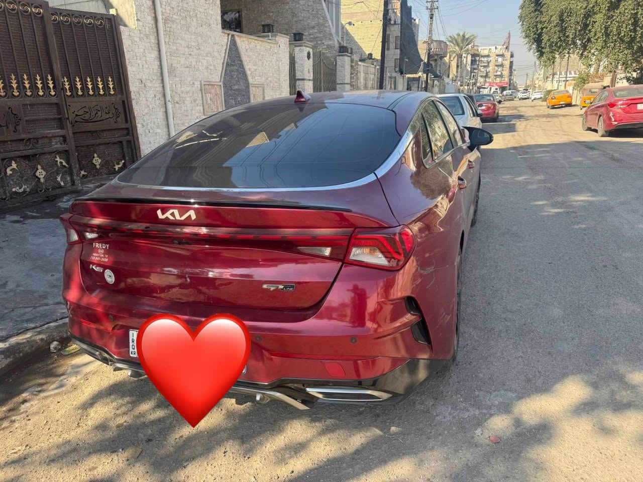 ‏K5  مواصفات جيتي لاين 
موديل 2022 رقم اربيل  وكال او تحويل مضمون 
محرك 1600 تيربو 
اللون احمر
1-بصمه + تشغيل عن بعد 
2-شحن هاتف لاسلكي 
3- قياده ذاتيه ؏ الخطوط السريعه
4- هاند بريك بصمه 
6- مثبت سرعه 
7- اوتو بربك
8- سستم سماعات  Bose 
9-حساس أطارات 
10-بك لايت ليد كامل متصل 
11-شاشة كبيره Gps
12- كامره دواره + حساس خلفي 
13- كير أوتو + عادي
14-شاشه اعطال
15-ويل كورم لونين
16-رادار جانبيه
17-مراقبة النقطة العمياء
18-فول تحكم ستيرن  
19-اشاير بالمري 
21-كشنات جلد اسود 
22-‏ كراسي الامامي كهرباء 
23-لايتات عدسات + لد اصفر
24-نضام قياده أيكو + سبورت +سمارت +نورمال

السعر 165وبيهه مجال قليل 

السياره وارد امريكي حادثها بارد شوي ونص جاملغات خلفيه صبغ  بدون ايرباكات 
رابط الحادث :-  https://bid.cars/en/lot/0-38850848/2022-KIA-K5-5XXG64J2XNG129664
ماشية 75  الف                                                                         المكان بغداد المشتل 
رقم الهاتف *********** بغداد, العراق
