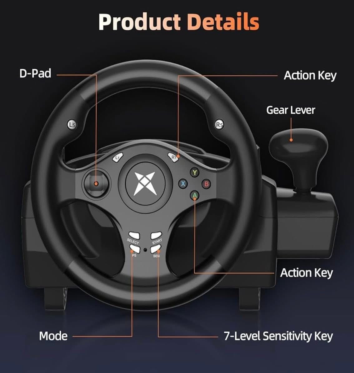 دركسون R270 
جديد غير مستعمل 

توافق مع pc , بلي 3 ، 4 ، اكسبوكس سيريز اكس ، اكسبوكس360
زاوية دوران 270 درجة
مزودة ب محركات اهتزاز مزدوجة
لتقديم ردود فعل واقعية
دواسات سريعة الاستجابة 
7 مستويات حساسية 

السعر 90 الف
واتساب ***********
