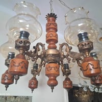 نجفة تراثية • خشب ونحاس • ٧٠ سم