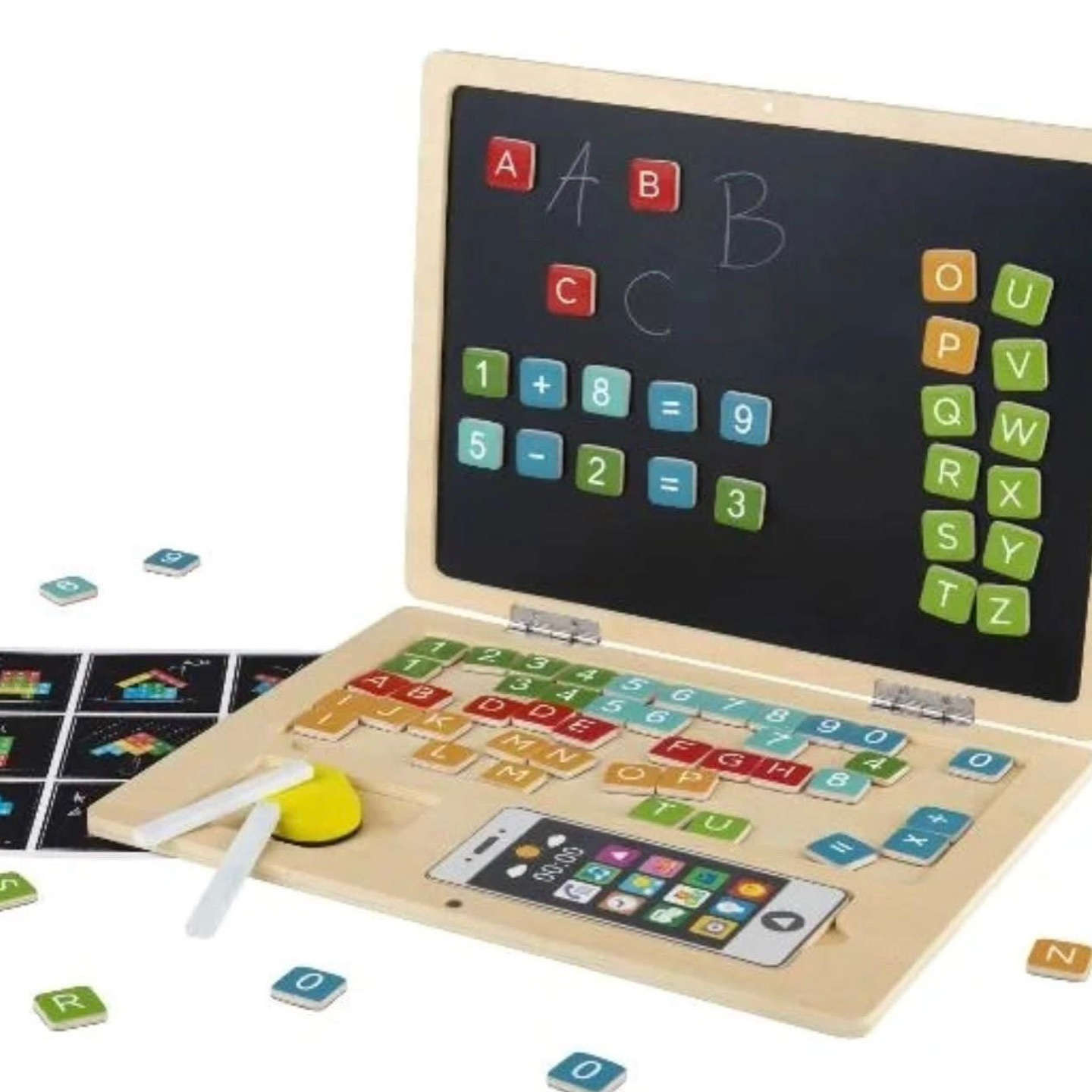 Playtive Wooden Magnetic Laptop and Mobile- 💻 
‎اللابتوب والموبايل الخشبي المغناطيسي التعليمي

تحتوي على 84 قطعة مغناطيسية من الحروف والأرقام لتعلّم القراءة⭐️
 والتهجئة والحساب 🔠🧮
يمكن تحويله إلى سبورة للكتابة والرسم بالطبشور مرفق طباشير و⭐️
 إسفنجة للمسح. 
⭐️مرفق هاتف خشبي
مصنوع من خشب آمن ويساعد على تنمية التركيز والإبداع والتعلّم المبكر
ماركة playtive الألمانية
السعر : ٩ دنانير

#whizkids #montessori #toys #education 
#العاب_تعليمية_للأطفالال


**إذا كنت صاحب هذا الإعلان وتريد حذفه لأي سبب، رجاءا أرسل رسالة إلى الدعم الفني**