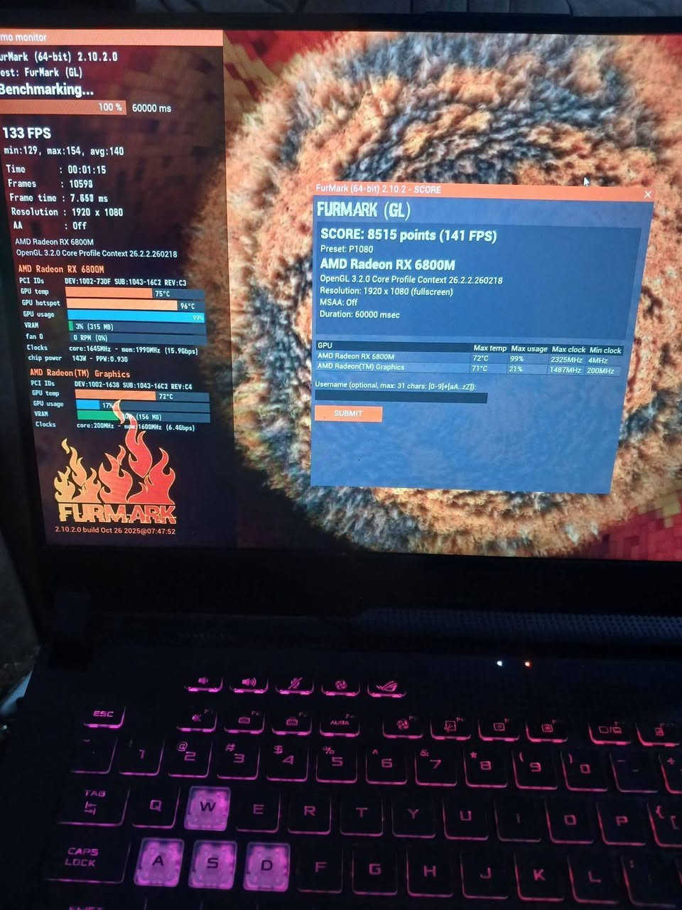 ASUS ROG Strix G15
المعالج: AMD Ryzen 9 5980HX
تردد يصل إلى 4.9GHz
كرت الشاشة: AMD Radeon RX 6800M
ذاكرة 12GB VRAM
قدرة تصل إلى 150W
الذاكرة العشوائية (RAM):
16GB DDR4
سرعة 3200MHz
التخزين:
512GB SSD
نوع NVMe M.2
الشاشة:
15.6 بوصة
FHD (1920×1080)
نوع IPS
معدل تحديث 300Hz
تغطية ألوان 100% sRGB
الحالة:
شبه جديد (Like New)
مميزات إضافية:
RGB Bar إضاءة أمامية
شاشة 300Hz مناسبة للألعاب التنافسية
السعر:
1.520.000


**إذا كنت صاحب هذا الإعلان وتريد حذفه لأي سبب، رجاءا أرسل رسالة إلى الدعم الفني**