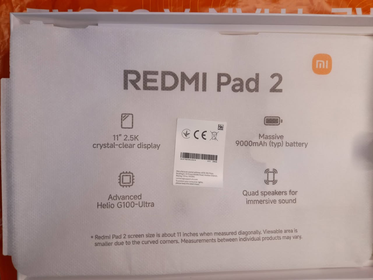 السلام عليكم
جهاز Redmi pad 2 اشتريته من متجر اي ستور وضمانه 18 شهر من الوكاله ذاكرة 256 والذاكرة العشوائية 8 gb الباد مواصفاته ممتازة مقارنة بالسعر ، الشاشة دقتها 2.5k من نوع IPS LCD تجي بالوان ممتازة ومشبعه المعالج Helio G100-Ultra الجديد 
البطارية 9000 ملي امبير وياتي مع شاحن بقدرة 10 واط داخل الكارتون ويأتي الباد بقدرة شحن 18 واط حد أقصى + يجي ويه الباد لاصق حمايه شاشة سعره وحده ب 10 الف من متجر اي ستور 
الباد ما مشحون ولا مره والتاريخ هو يوم 23 شهر 2 
يعني قبل أربع ثلاثه ايام ، الباد مستخدم شي بسيط ( مشهادة محتوى + العاب بسيطه ) السعر 225 الف قفل للعلم سعره الرسمي 255 الف من غير لاصق الحماية مكاني بصرة ومتوفر توصيل الكل العراق ب 3 الاف فقط ، للإستفسار مراسله الواتس 0771 431 3815
